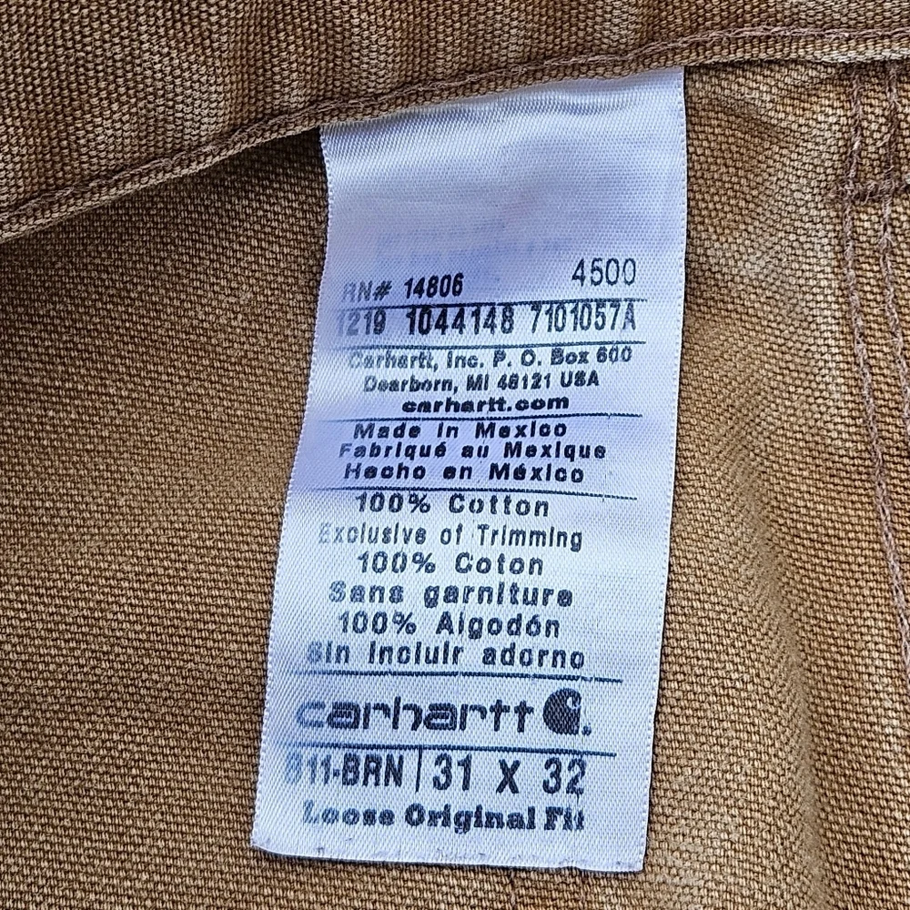 Carhartt B11-BRN Canvas Carpenter Pants Workwear Loose Original Fit Mens 31x32
